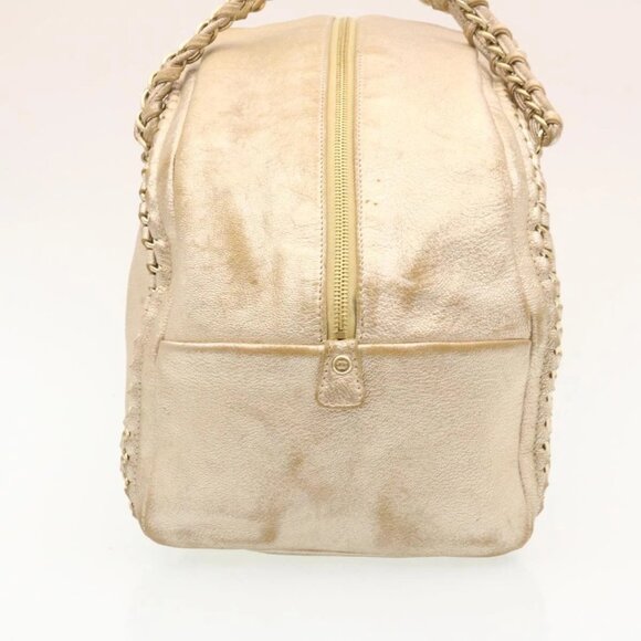 CHANEL Grained Calf Skin Tote Bag Leather White CC Auth 28380A - Picture 6 of 16